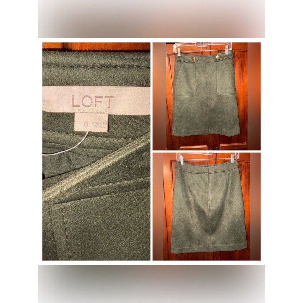 LOFT Olive A-Line Skirt with Gold Buttons 21↕️ NWOT #1605